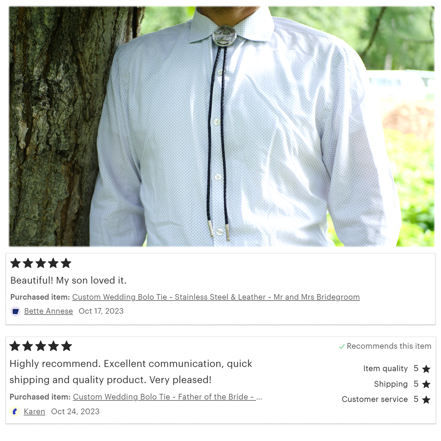 Custom Wedding Bolo Tie (Groom)