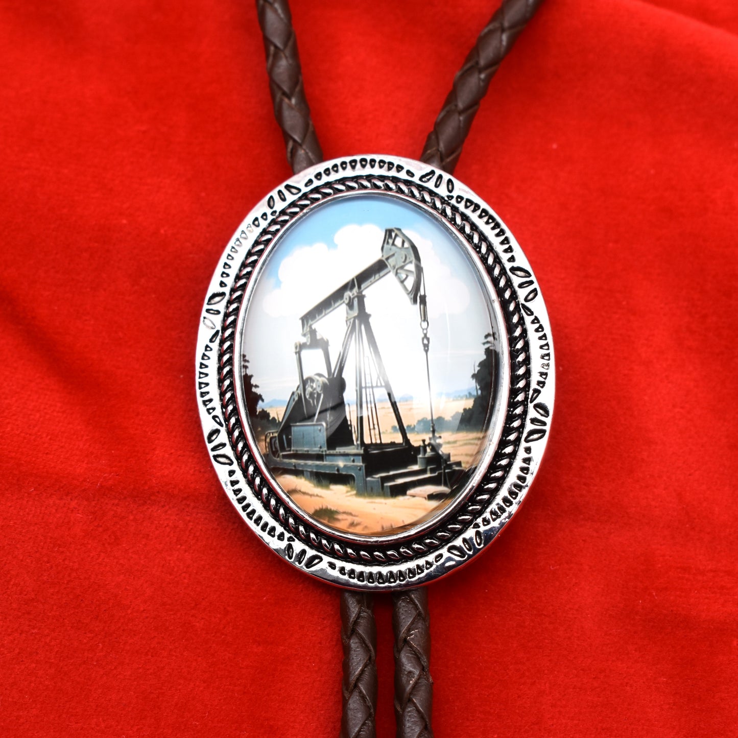 Rotating Pumpjack Bolo Tie