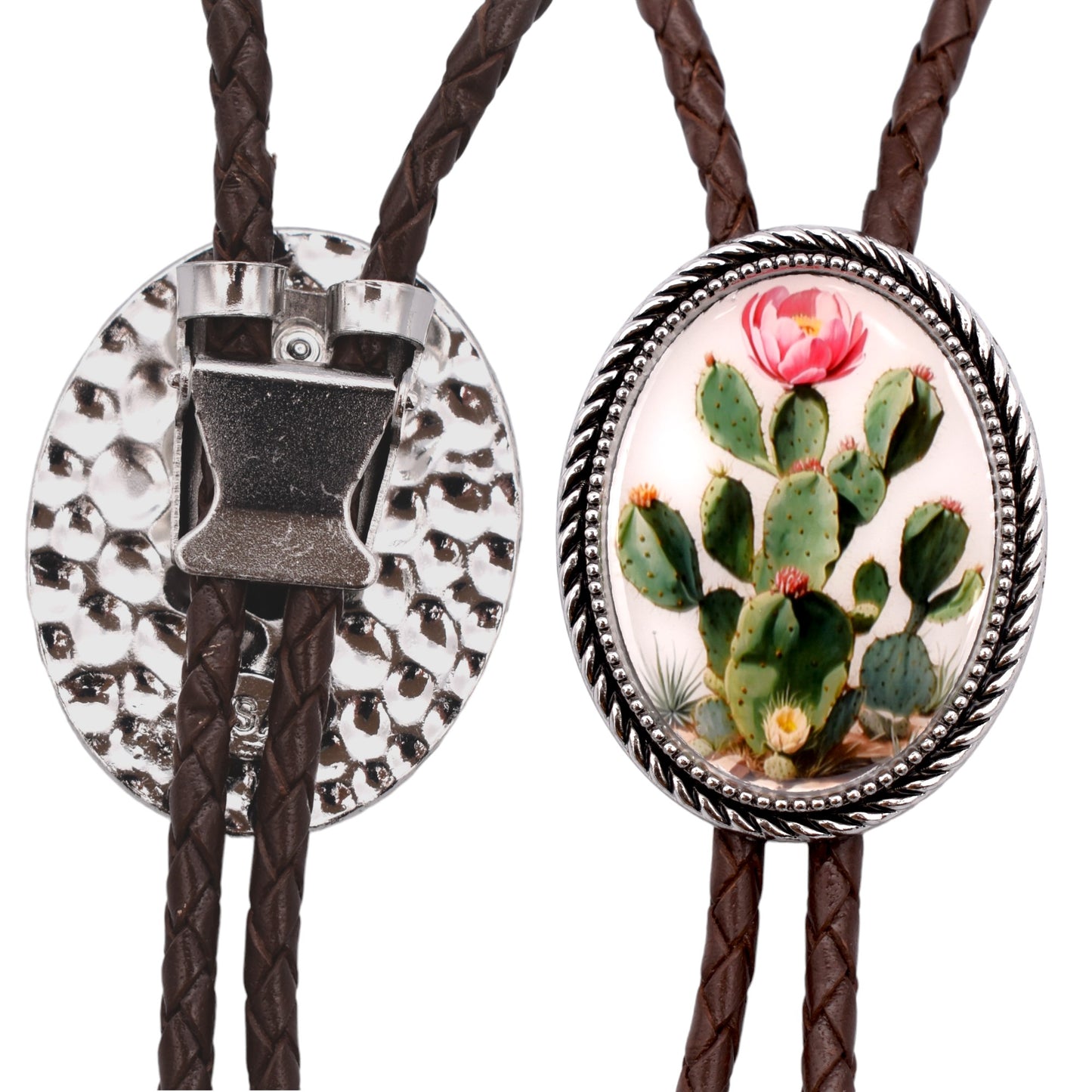 Prickly Pear Cactus Flower Bolo Tie