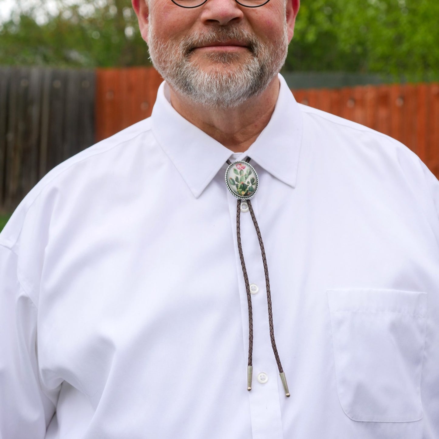 Prickly Pear Cactus Flower Bolo Tie