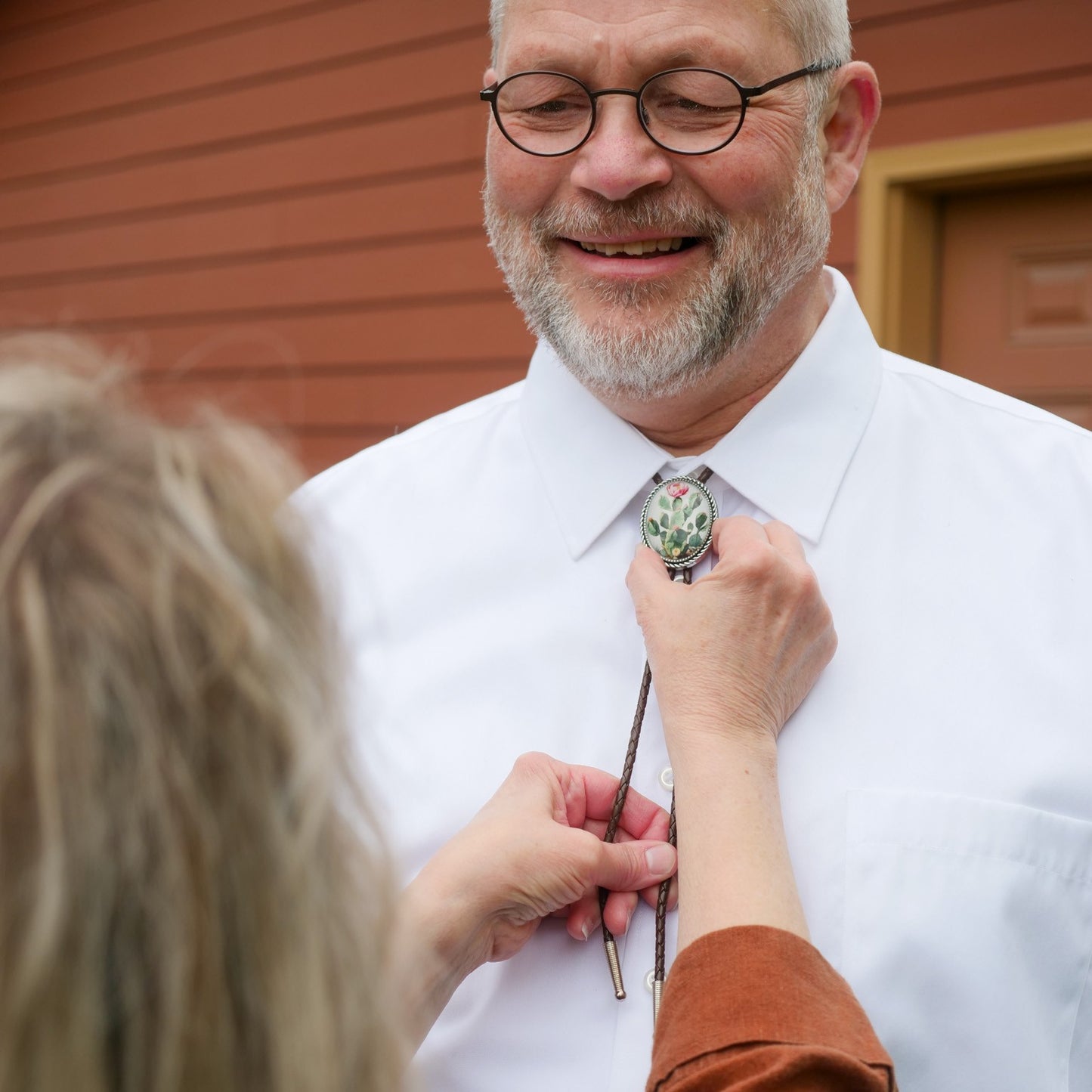 Prickly Pear Cactus Flower Bolo Tie
