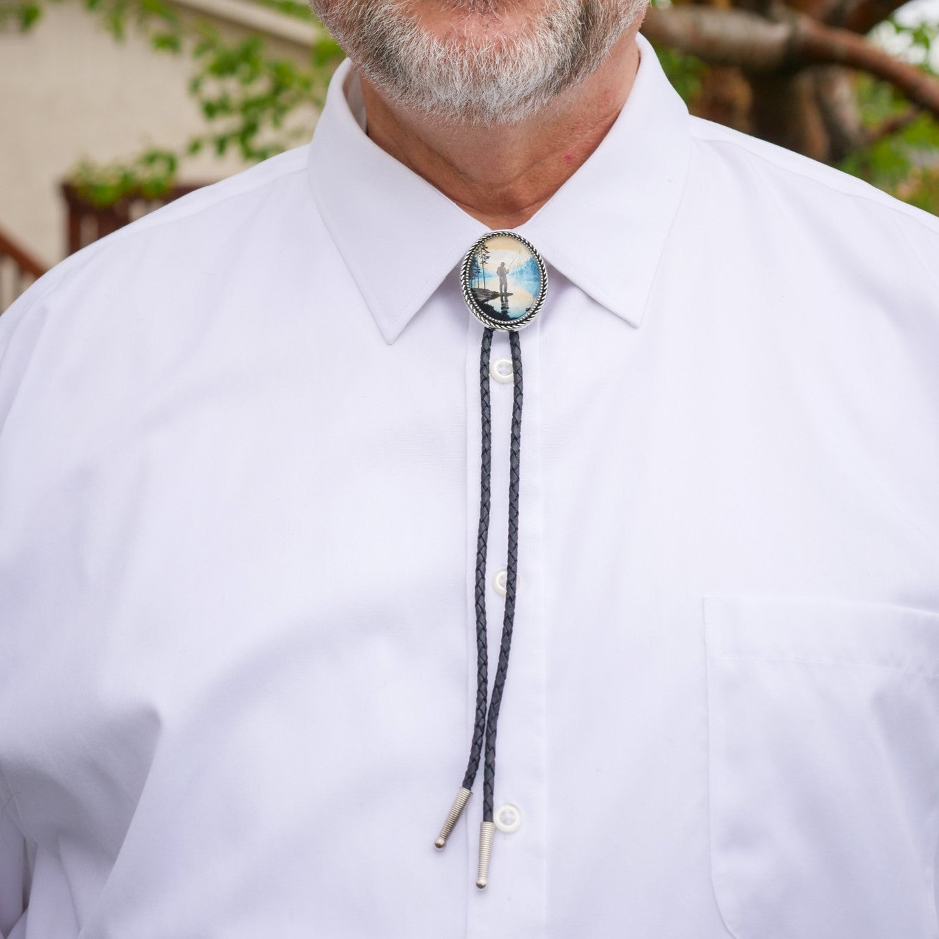 Fly Fishing Outdoorsy Trout Stream Bolo Tie