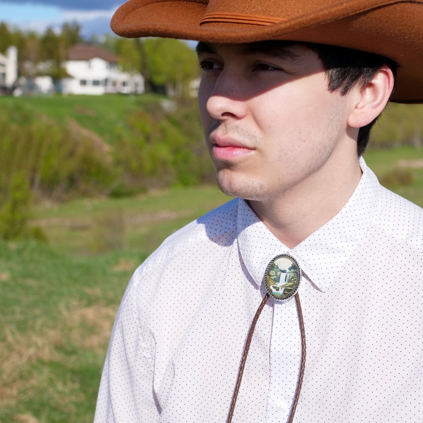 Waterfall Nature Lover Camping Bolo Tie