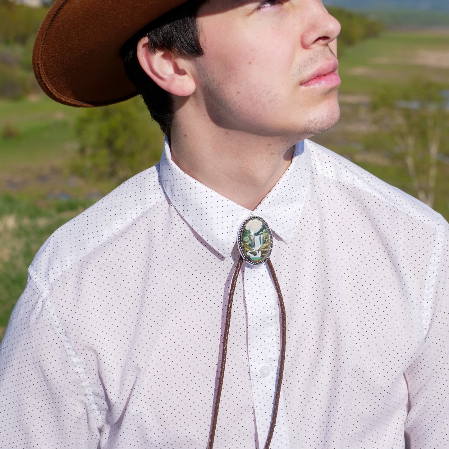 Waterfall Nature Lover Camping Bolo Tie