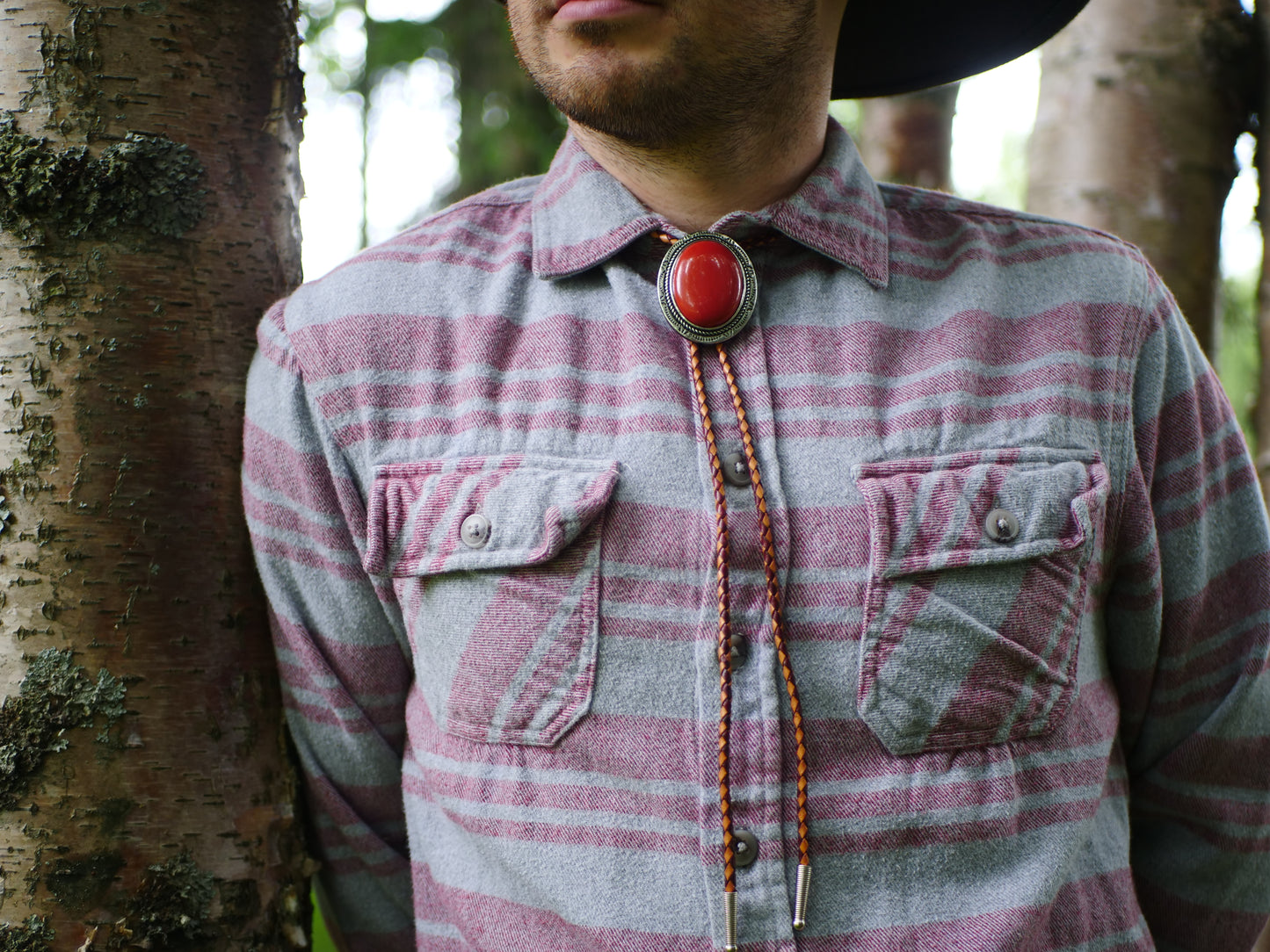 Red Jasper Stone Bolo Tie
