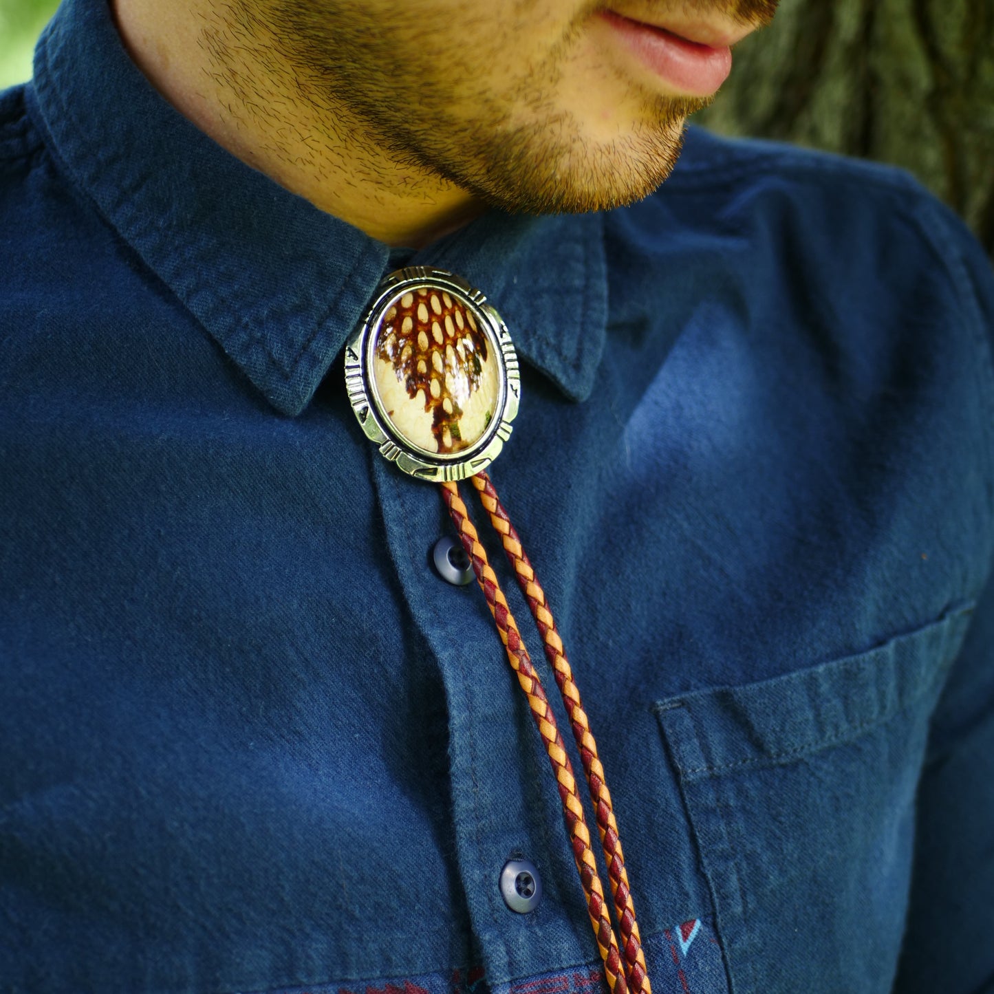 Snakeskin Bolo Tie | Brown & White Southwestern