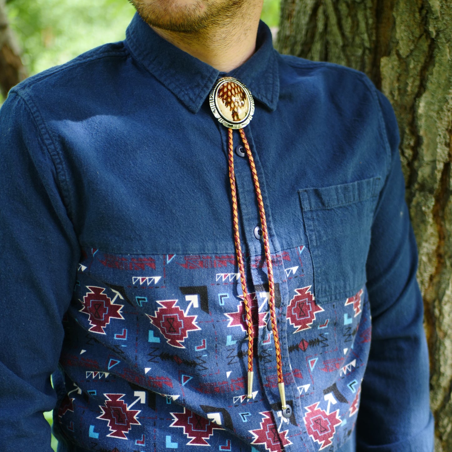 Snakeskin Bolo Tie | Brown & White Southwestern