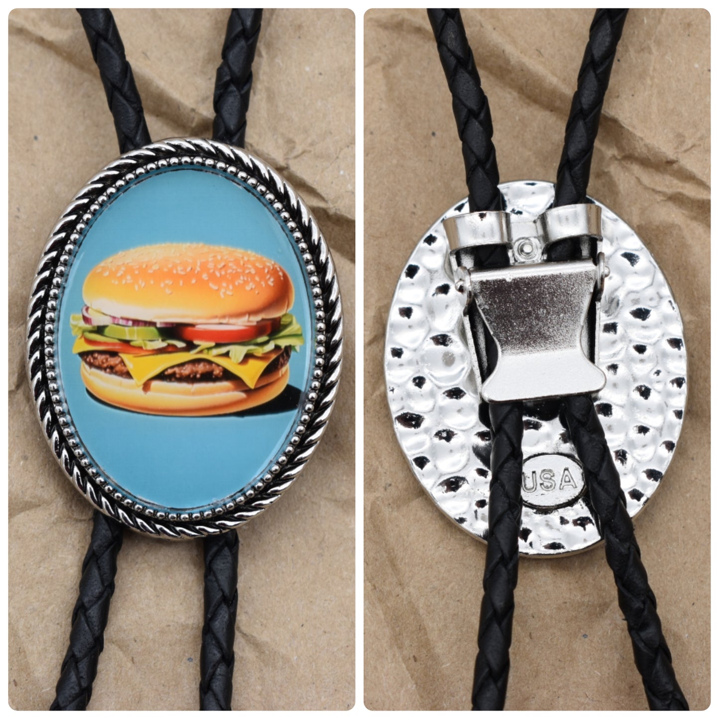 Cheeseburger Bolo Tie