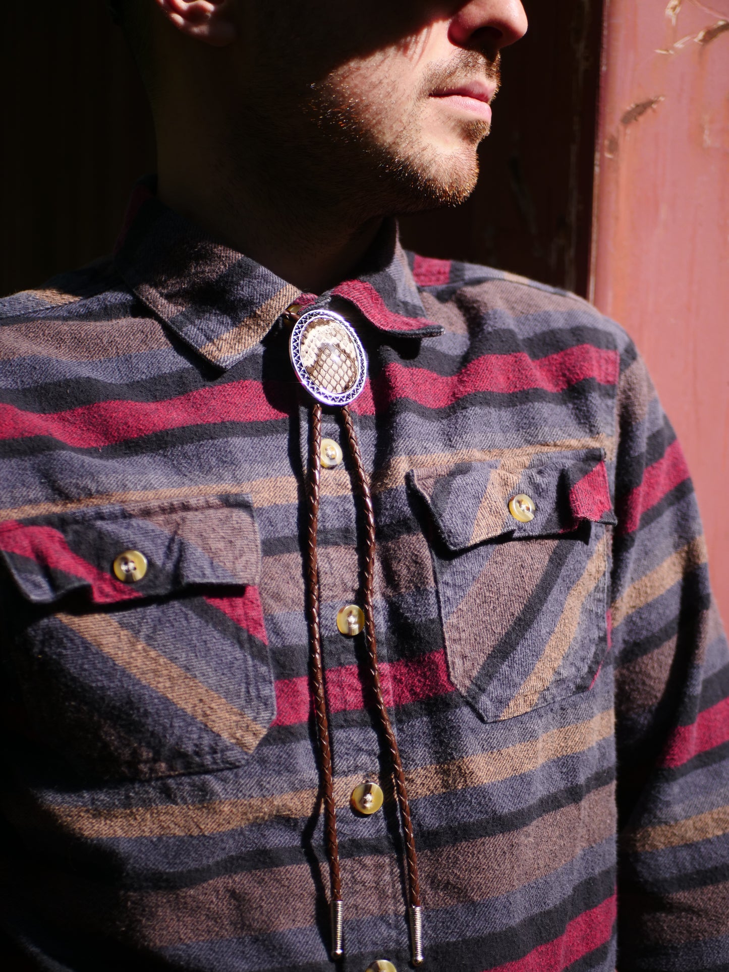 Snakeskin Bolo Tie | Black, White, Gray