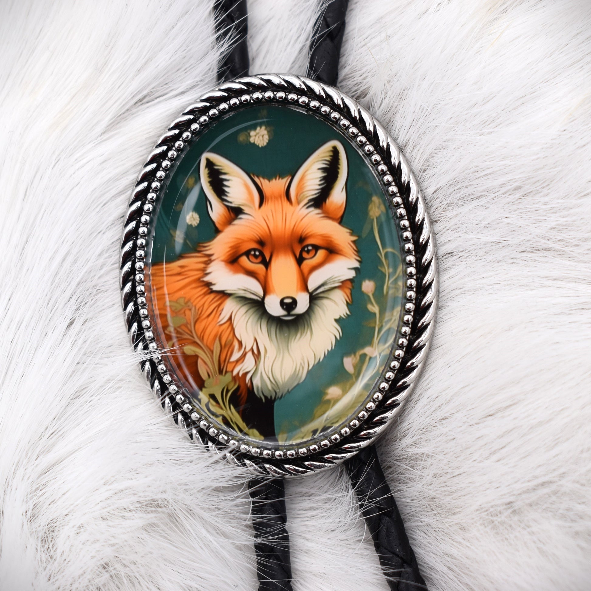 picture pendant,western wedding tie,handmade bolo tie,bola string bolo tie,western lariat bolo,mens bolo tie man,womens ladies bolo,custom personalized,black tie brown tie,red fox bolo tie,art noveau,fox jewelry,cute fox
