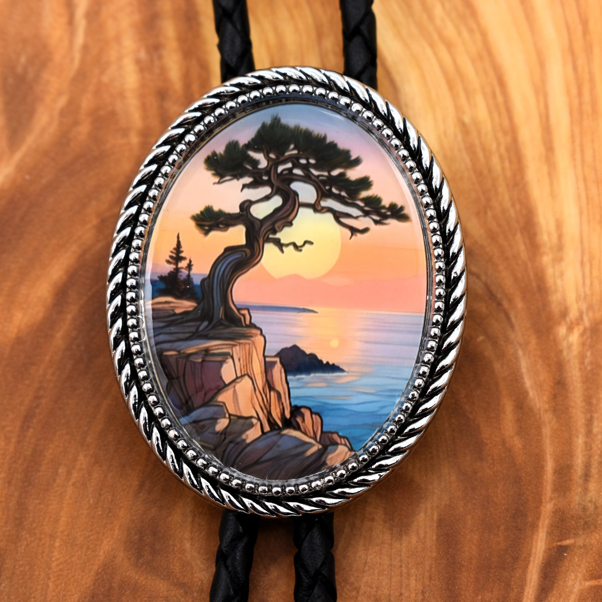 western wedding tie,handmade bolo tie,bola string bolo tie,western lariat bolo,mens bolo tie man,womens ladies bolo,custom personalized,black tie brown tie,engraved tree bolo,lake river stream,hippie bolo tie,hemp cord braid,tree of life bolo
