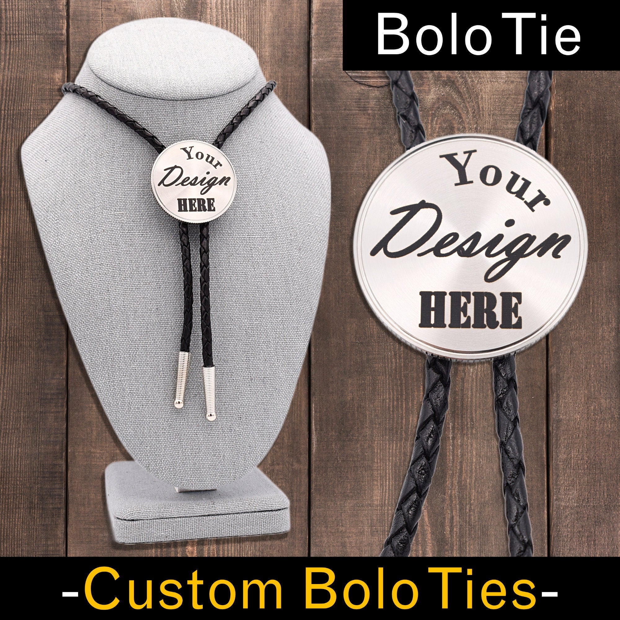 Custom Bolo Tie Made to Order Engraved Stainless BoloTieStore