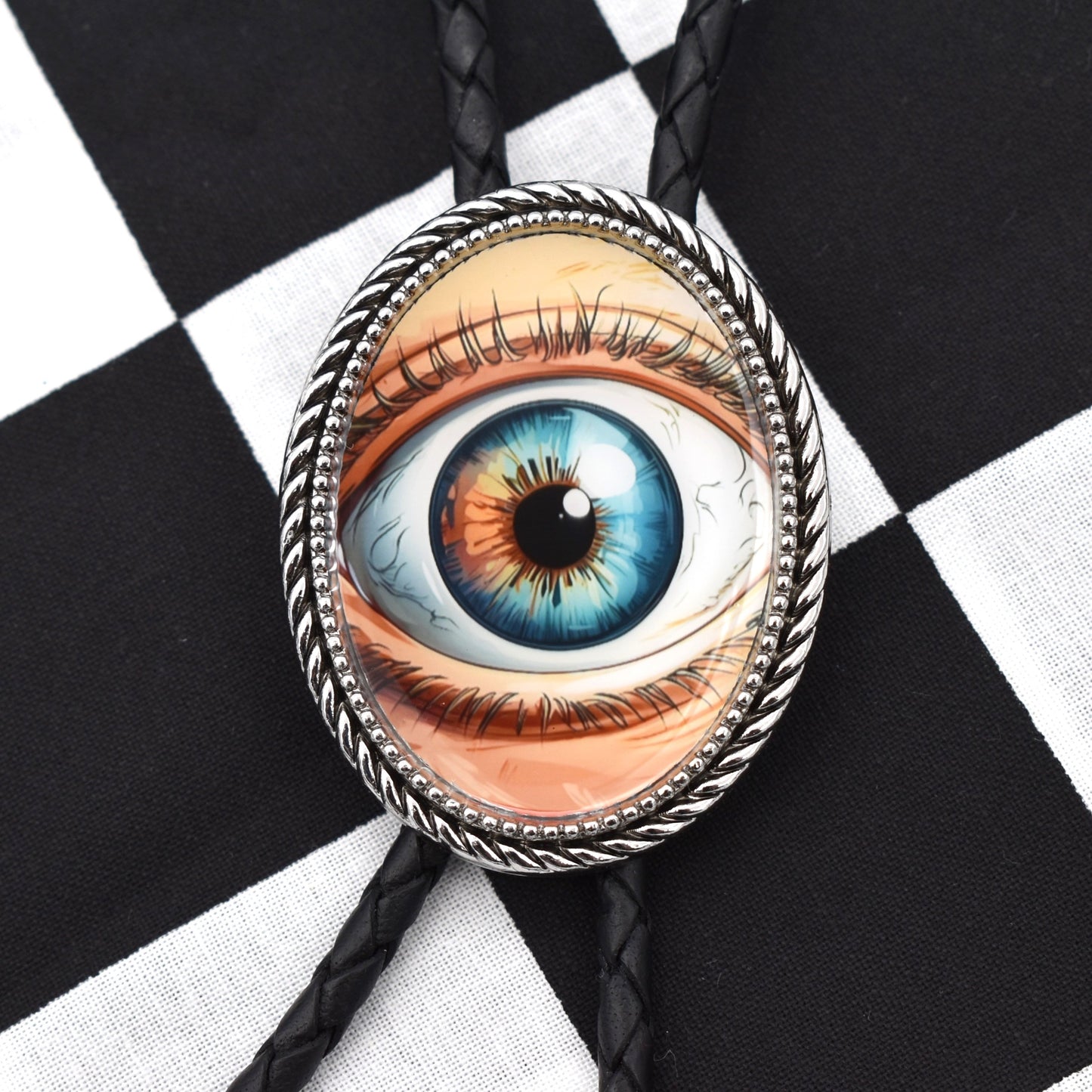 handmade bolo tie,bola string bolo tie,mens bolo tie man,womens ladies bolo,custom personalized,mushroom bolo tie,hippie boho bolo,eyball iris color,magic eye pendant,creepy shock bolo,wink blink eye,fantasy cosplay,statement necklace