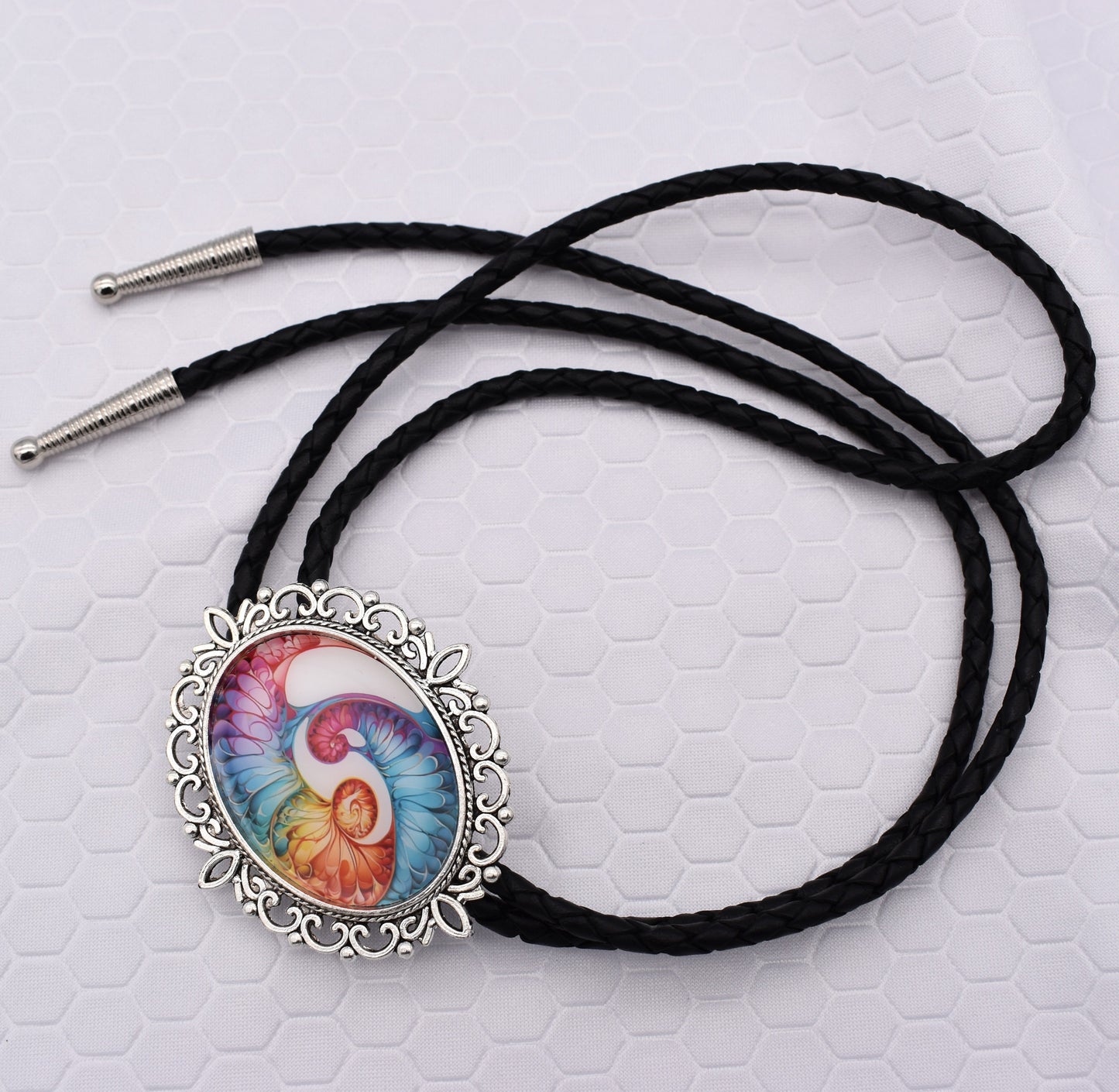 Spiral Fractal Art Swirl Tiedye Bolo Tie