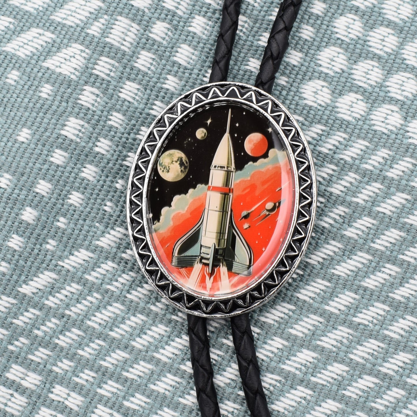 Rocket Ship Space Age Mars Bolo Tie
