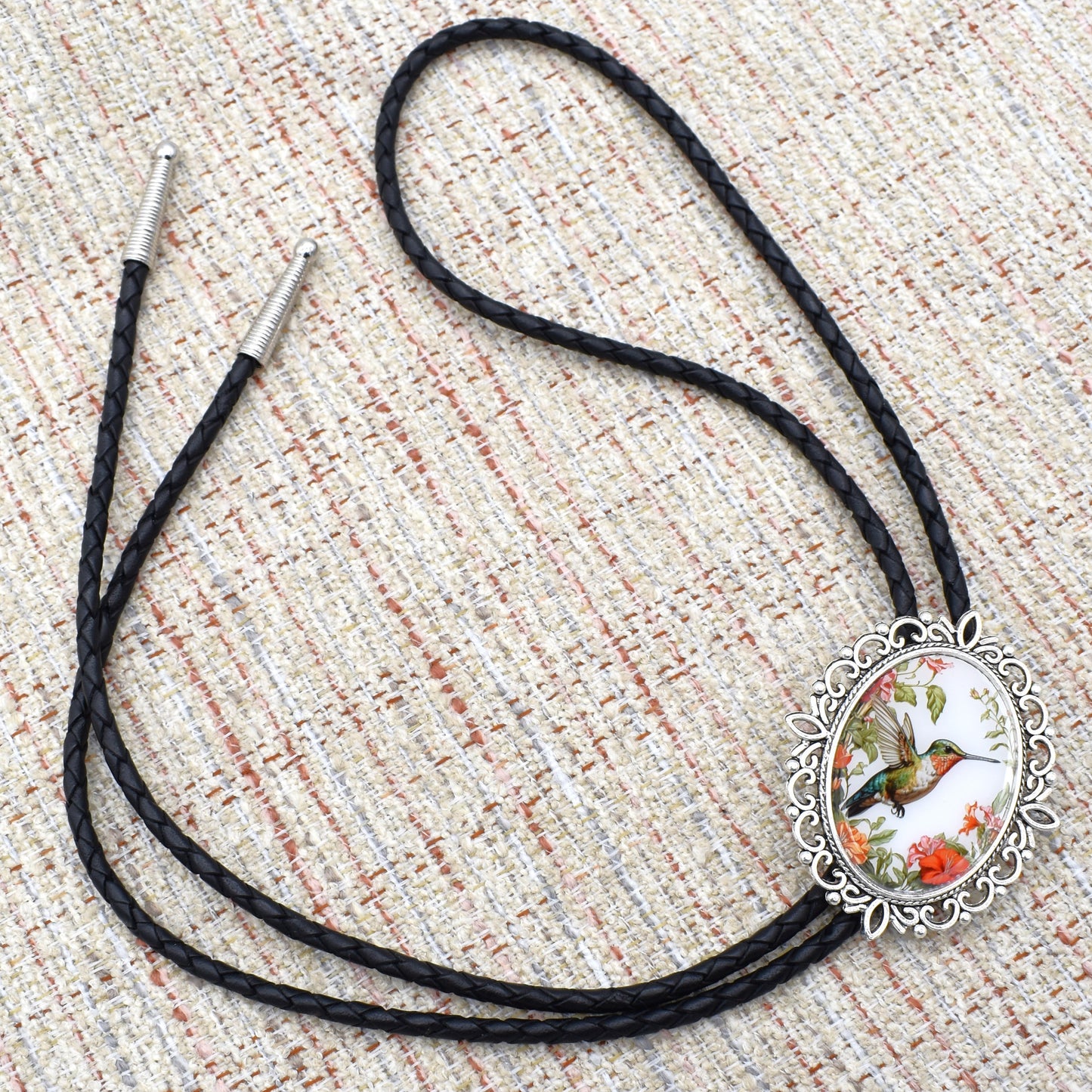 Hummingbird Flowers Cute Boho Bolo Tie