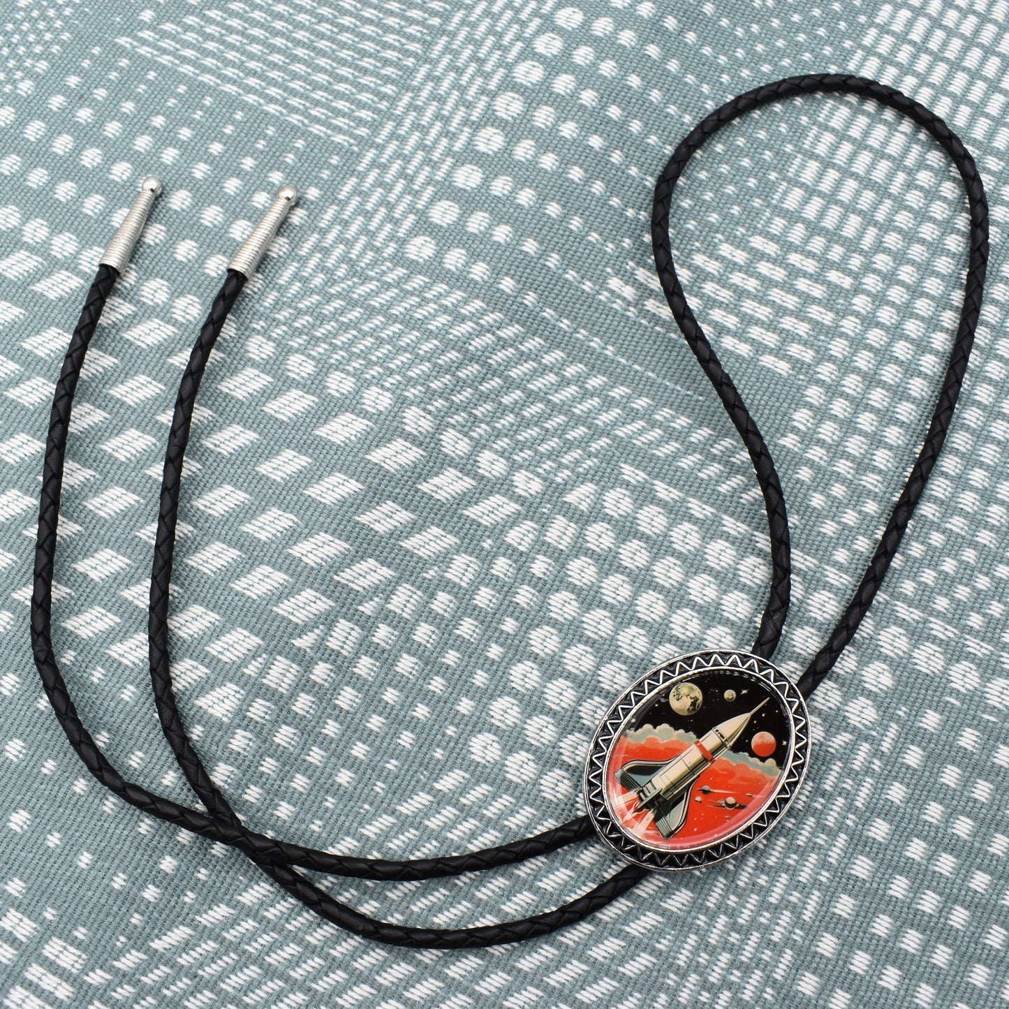 Rocket Ship Space Age Mars Bolo Tie
