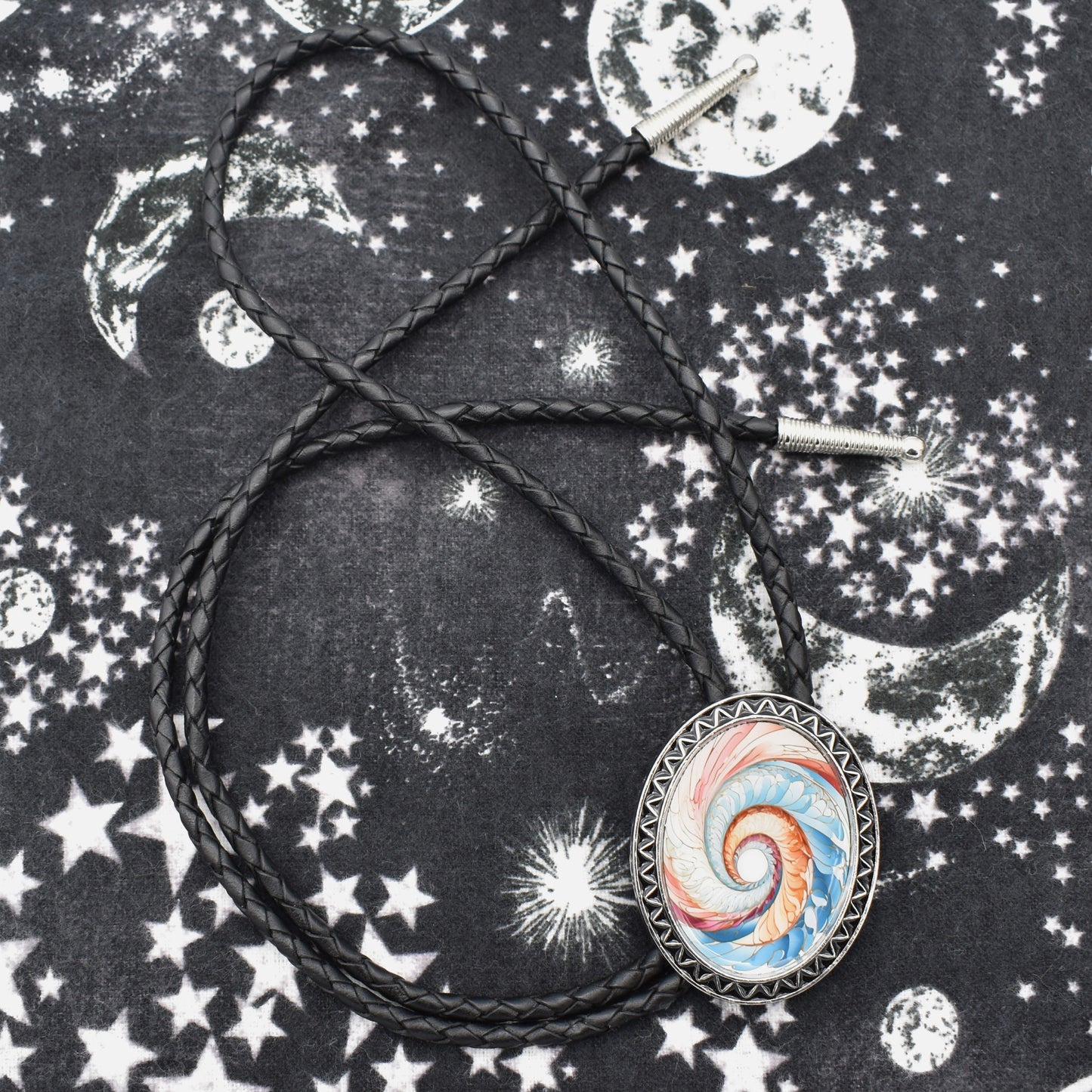Vortex Swirl Fractal Art Tie-dye Bolo Tie
