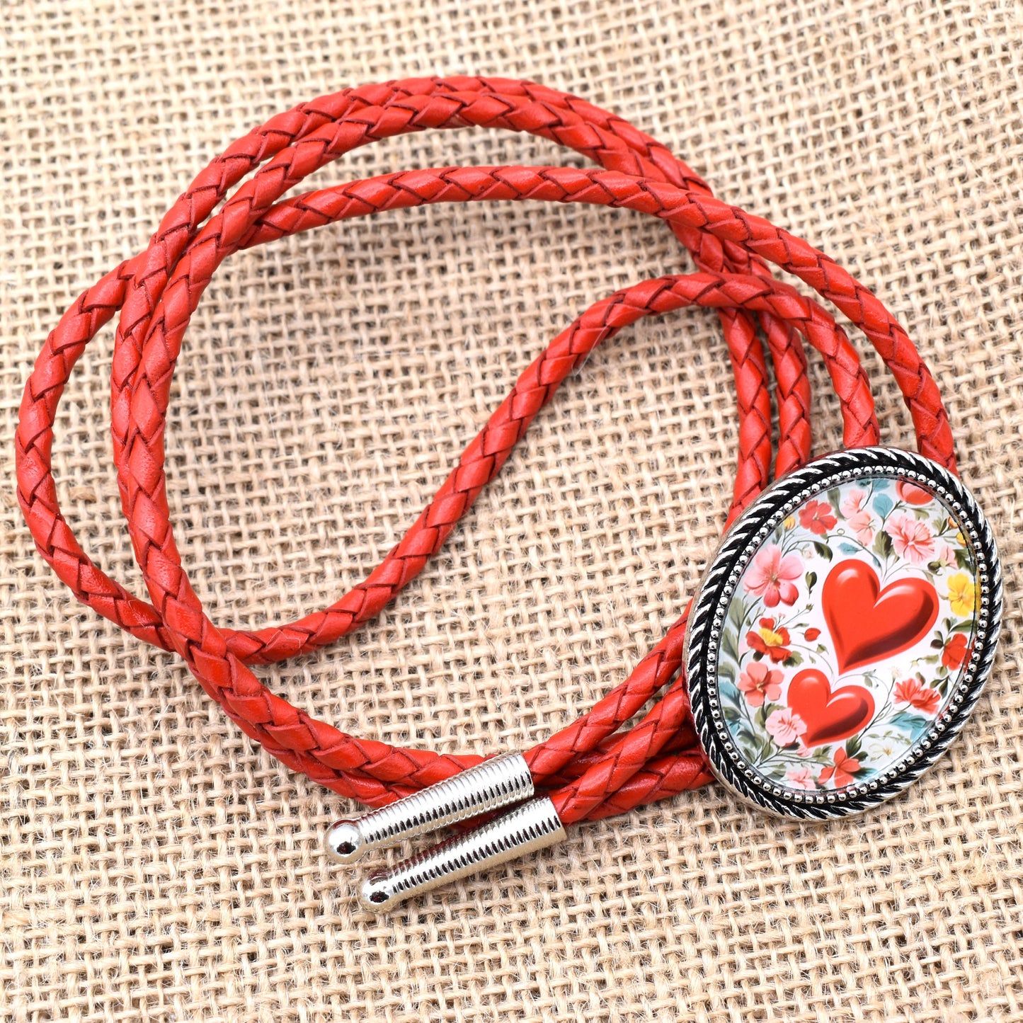 western wedding tie,handmade bolo tie,bola string bolo tie,womens ladies bolo,custom personalized,red bolo tie,lariat necklace,women woman bolo,ladies girls tie,heart pendant,heart bolo tie,red heart valentine,valentines day gift