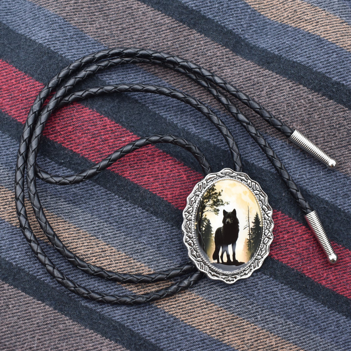 Wolf Personalized Cord Color Bolo Tie