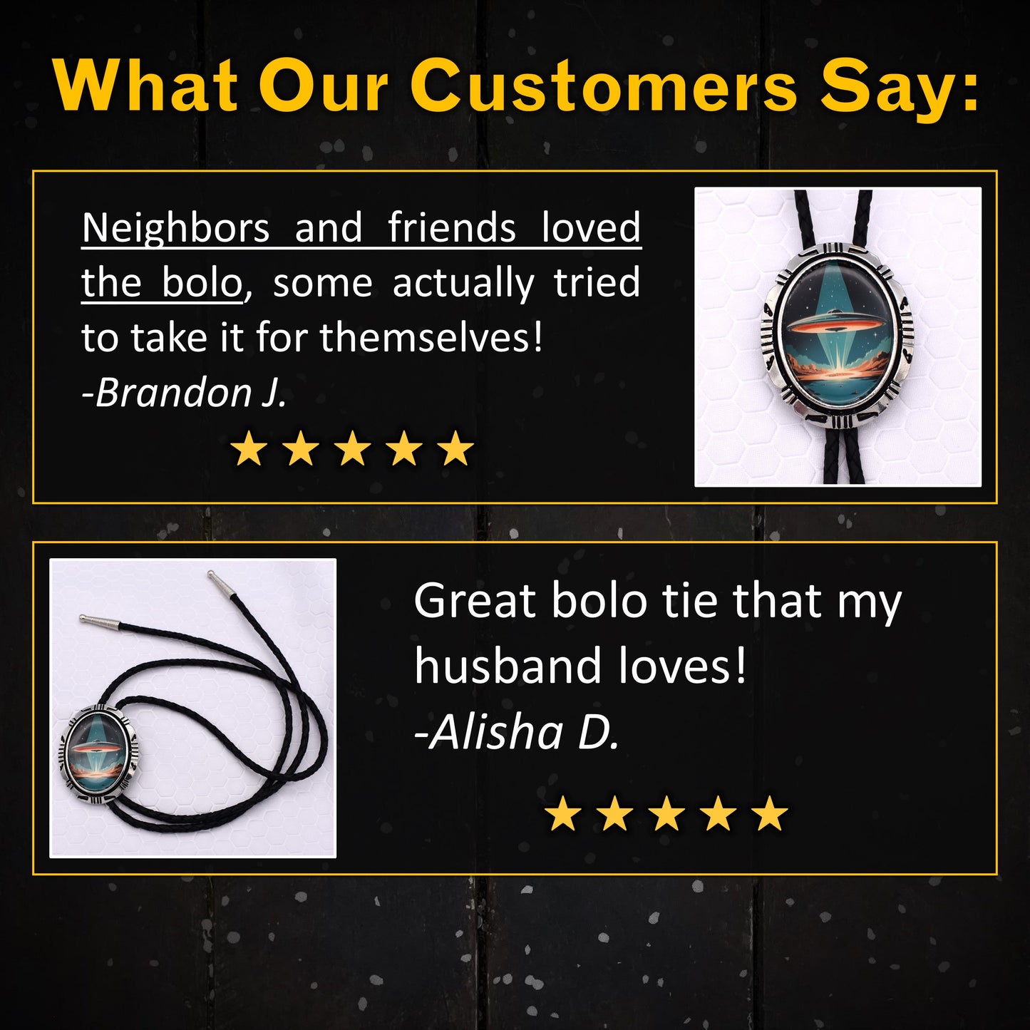 UFO Aliens Flying Saucer Conspiracy Bolo Tie