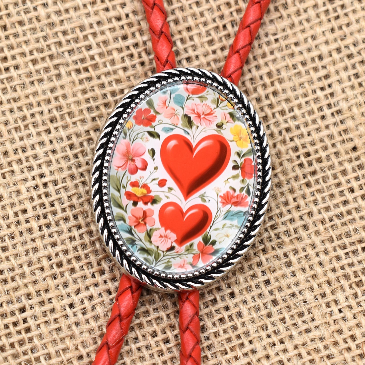 Valentines Day Heart Floral Romantic Bolo Tie
