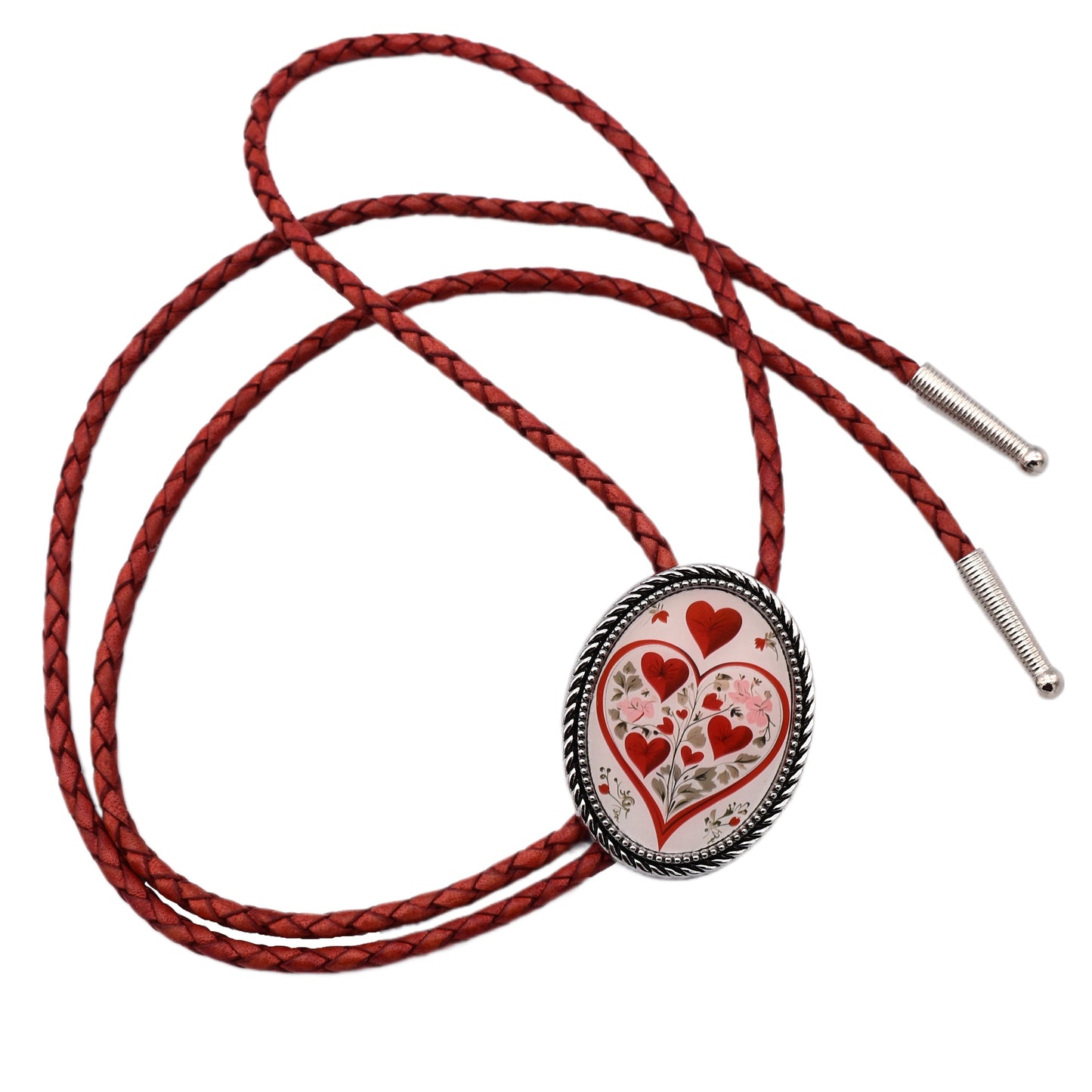Red Hearts Bolo Tie Girly Cute Women's Valentine Lariat Necklace