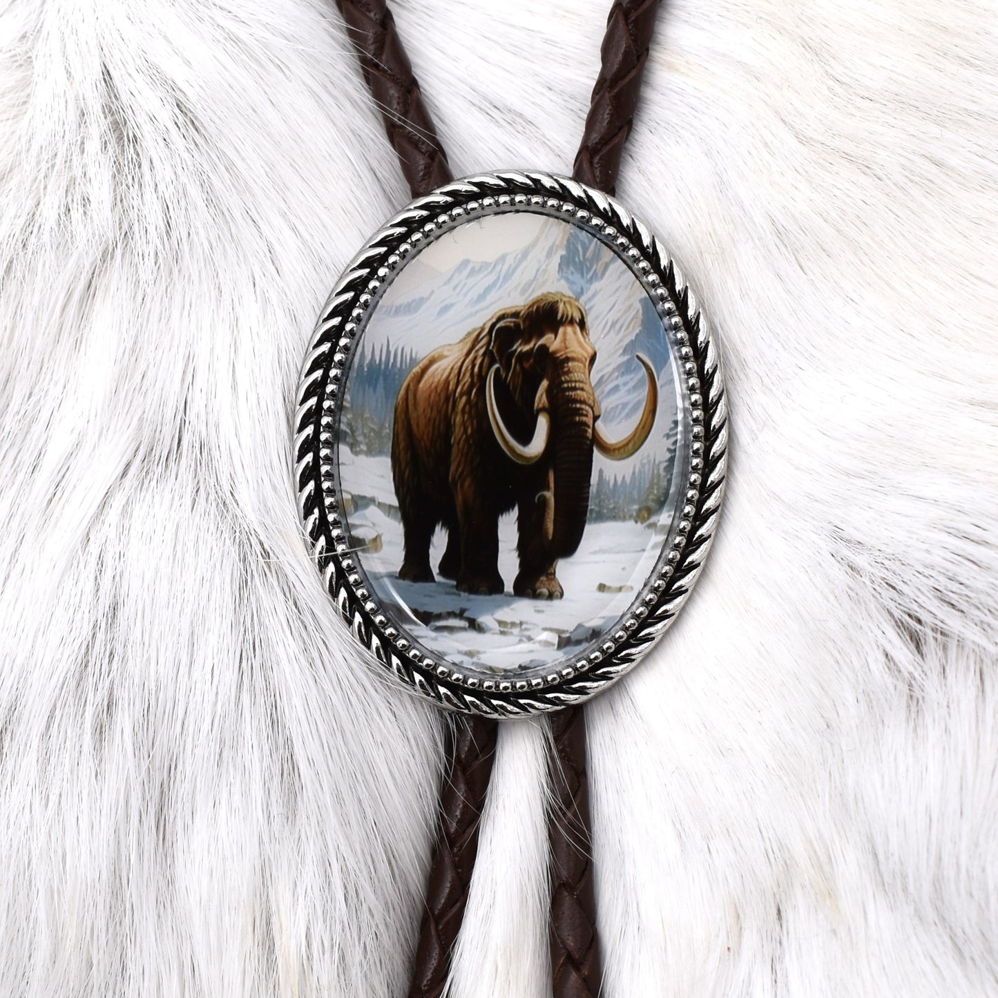 Wooly Mammoth Frozen Arctic Ice Bolo Tie