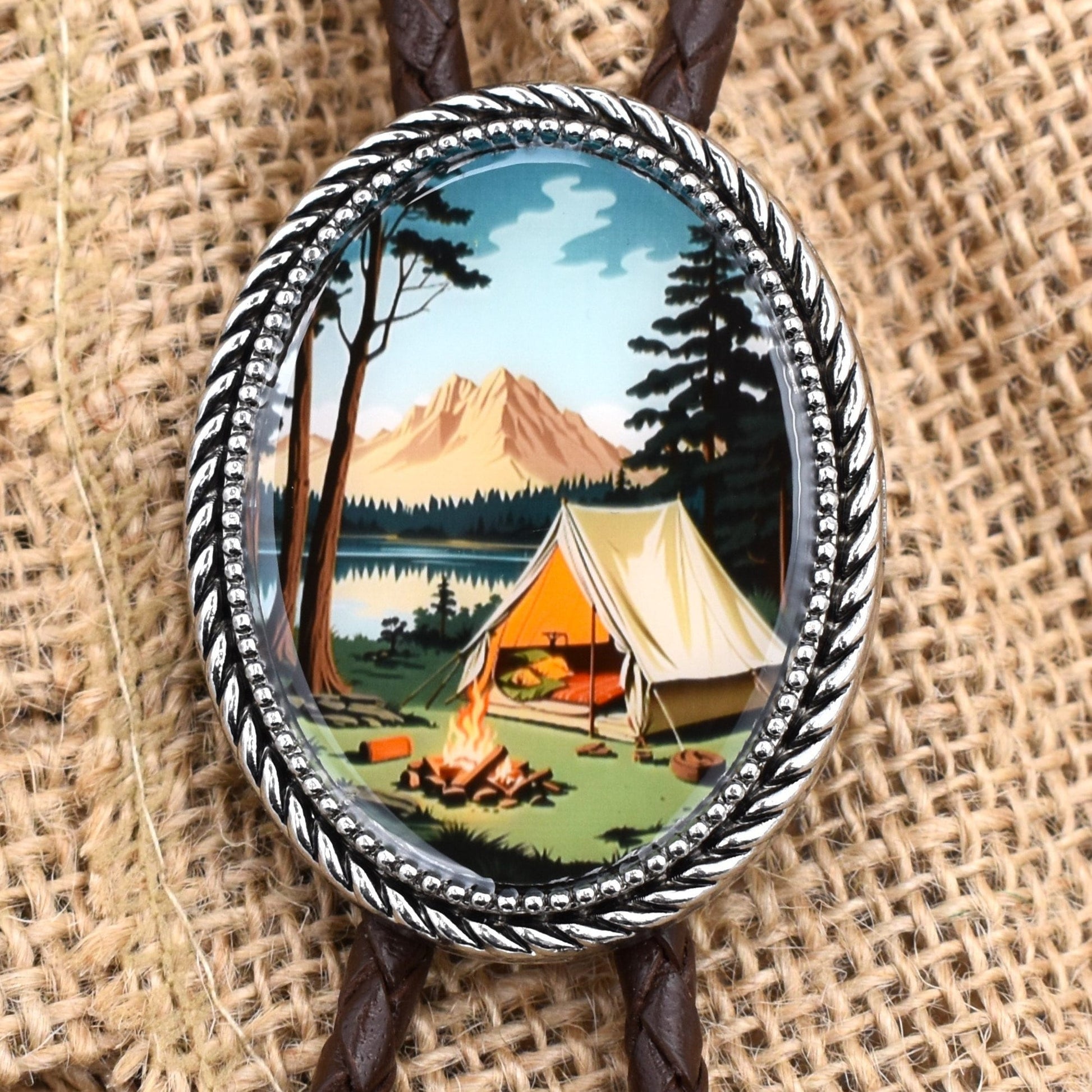 bola string bolo tie,mens bolo tie man,womens ladies bolo,trees woods forest,engraved tree bolo,lake river stream,camping bolo tie,boy scout necktie,outdoorsman gift,hiking camper,hunter fisherman hat,camping belt buckle,custom pocket knife