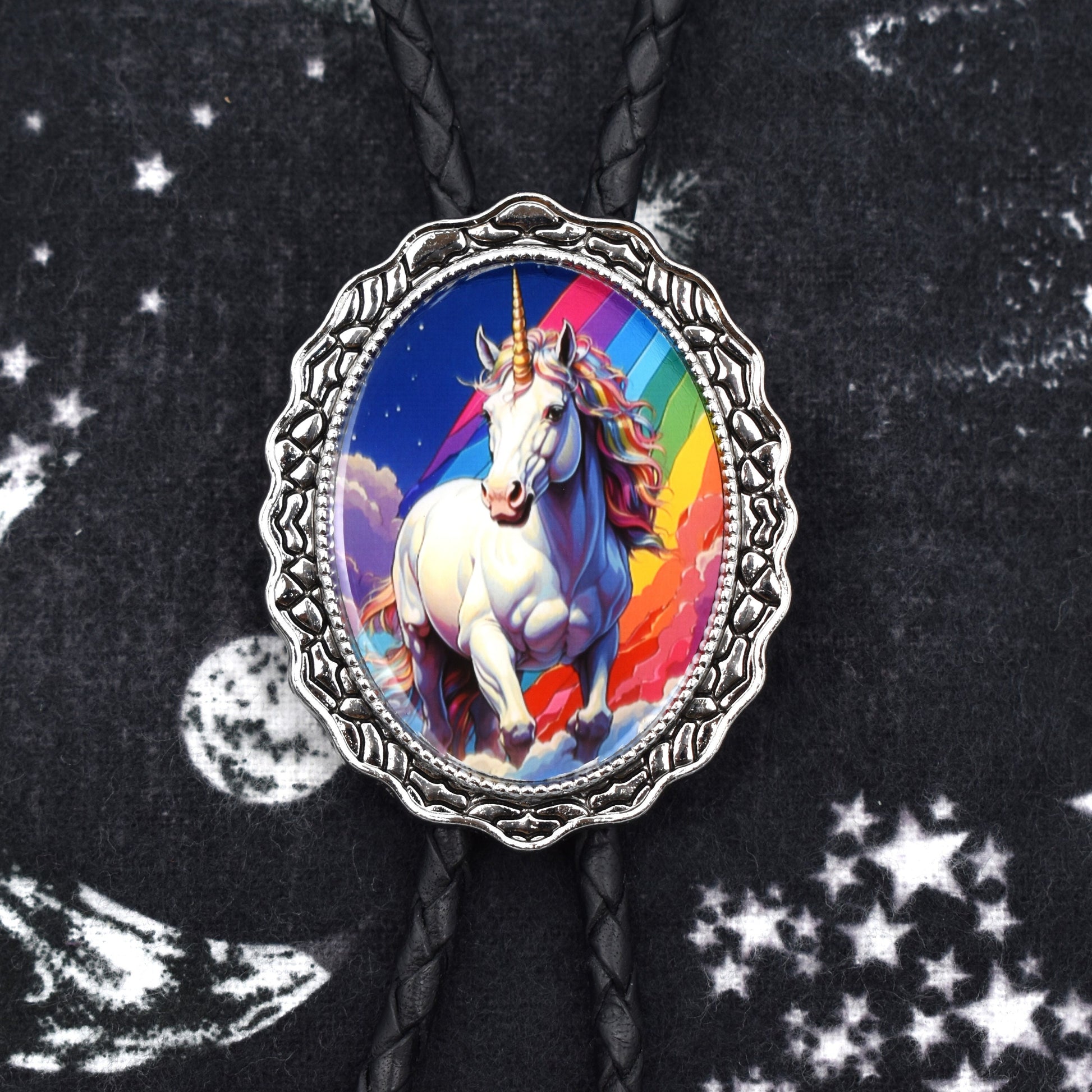 handmade bolo tie,womens ladies bolo,magic fantasy wizard,belt buckle,unicorn bolo tie,fantasy bolo tie,unicorn jewelry,unicorn hat shirt,LGBTQIA queer gay,rainbow pride flag,magic wand spells,cosplay bolo tie,pegasus winged horse