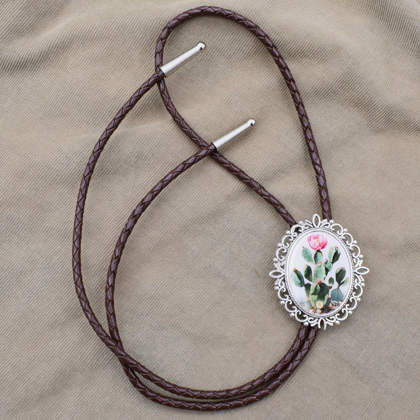 Cactus Flower Western Cowgirl Boho Bolo Tie