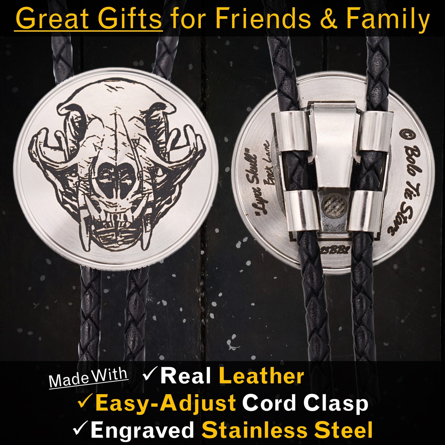 Lynx Skull Bolo Tie