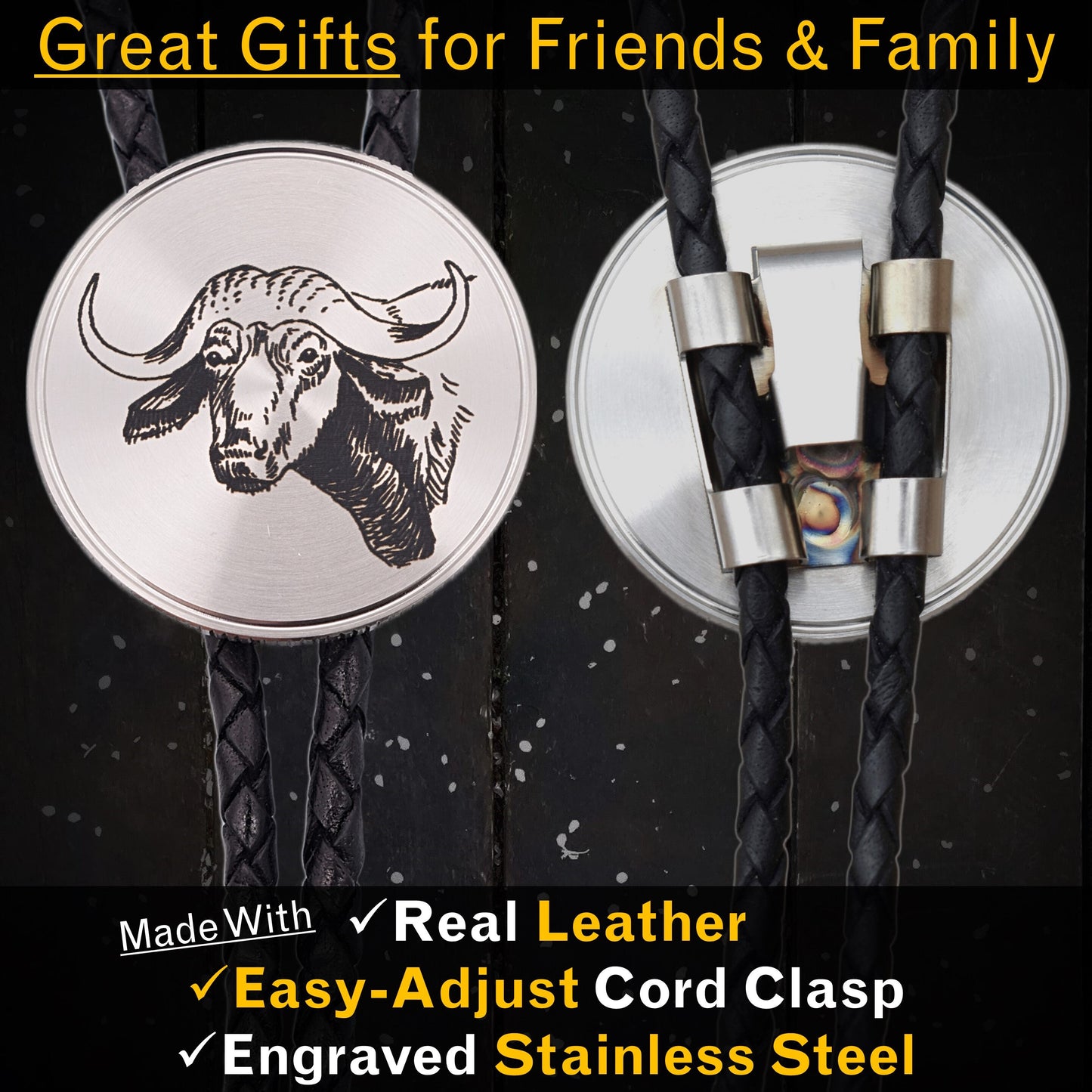 African Cape Buffalo Bolo Tie
