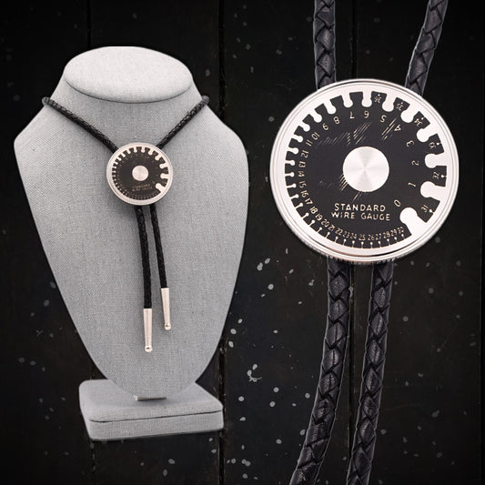 Bolo Tie,hat shirt mug,filament light bulb,electrician buckle,IBEW fist logo,IBEW bolo tie,IBEW belt buckle,electrician bolo tie,bolo for women,bolo for girls,wire gauge tool,antique wire gauge,electrician tools