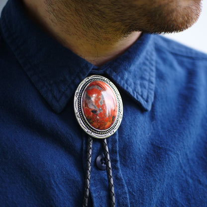 Breccia Jasper Stone Bolo Tie