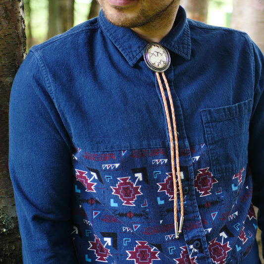 Black & White Snakeskin Concho Bolo Tie