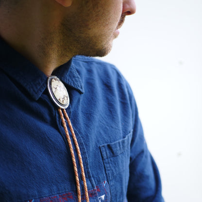 Black & White Snakeskin Concho Bolo Tie