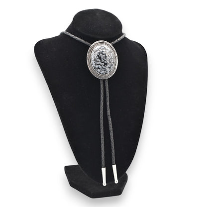 Snowflake Obsidian Stone Bolo Tie