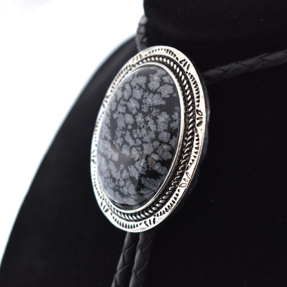 Snowflake Obsidian Stone Bolo Tie