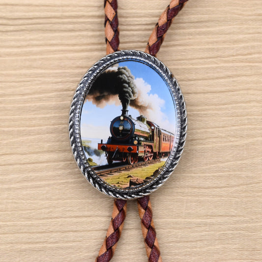 Train Bolo Tie | Western Frontier Americana Railroads Gift for Man