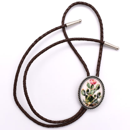 Women's Bolo Tie | Western Desert Rose Cactus Flower Country Girl Bola Tie Lariat Necklace