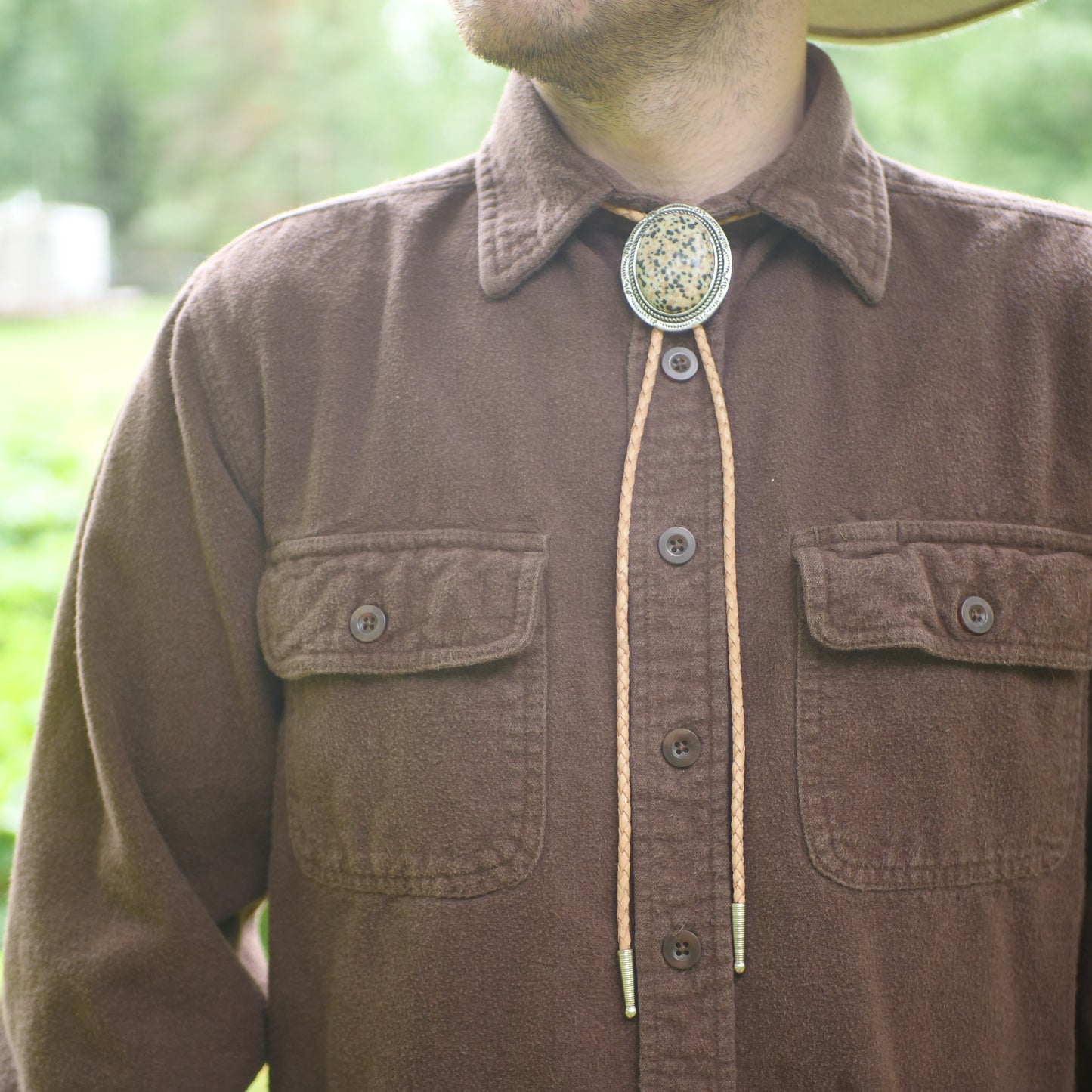 Dalmatian Jasper Stone Bolo Tie