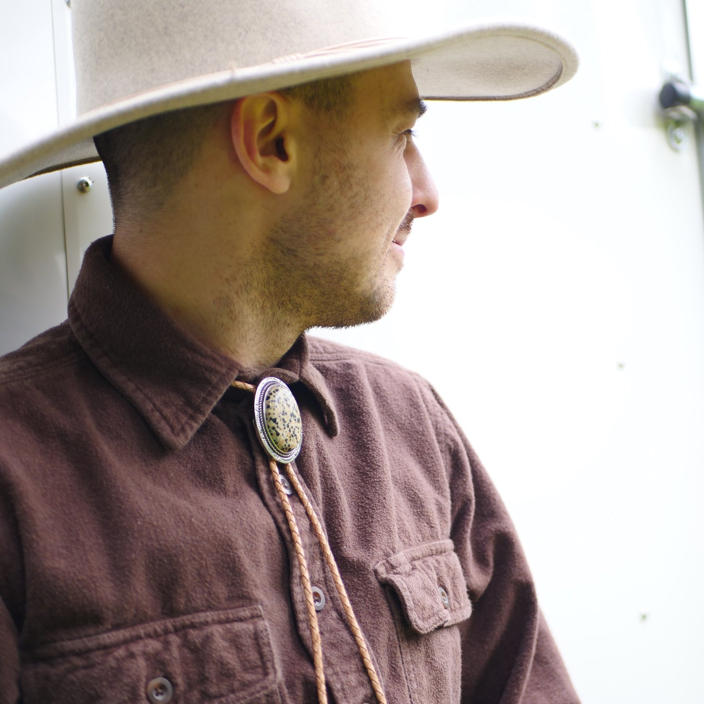 Dalmatian Jasper Stone Bolo Tie