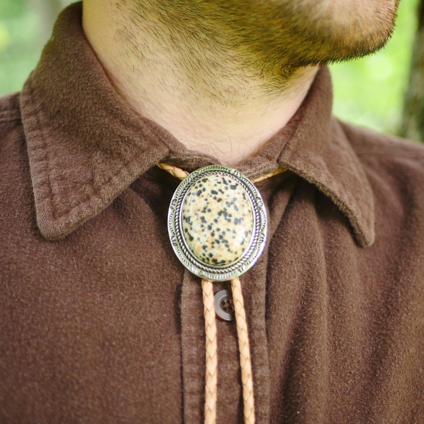 Dalmatian Jasper Stone Bolo Tie