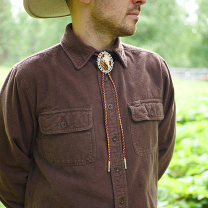 Snakeskin Bolo Tie | Brown & White Filigree