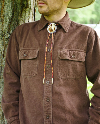 Snakeskin Bolo Tie | Brown & White Filigree