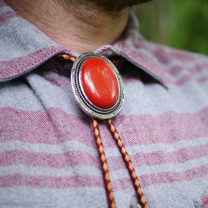 Red Jasper Stone Bolo Tie