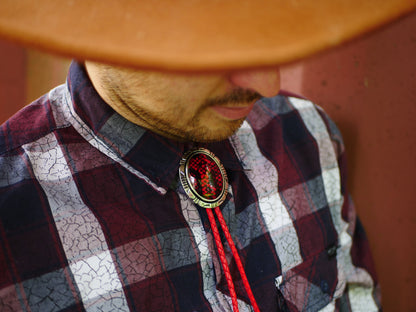 Red Snakeskin Bolo Tie