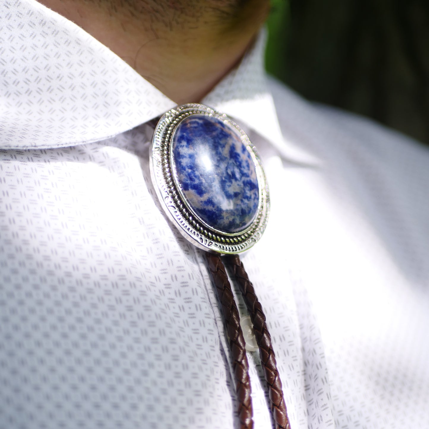 Blue Sodalite Stone Bolo Tie