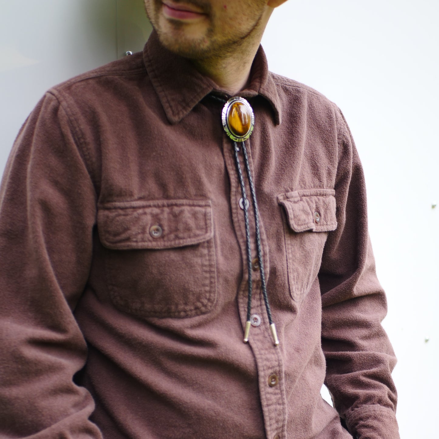 Tiger's Eye Stone Bolo Tie